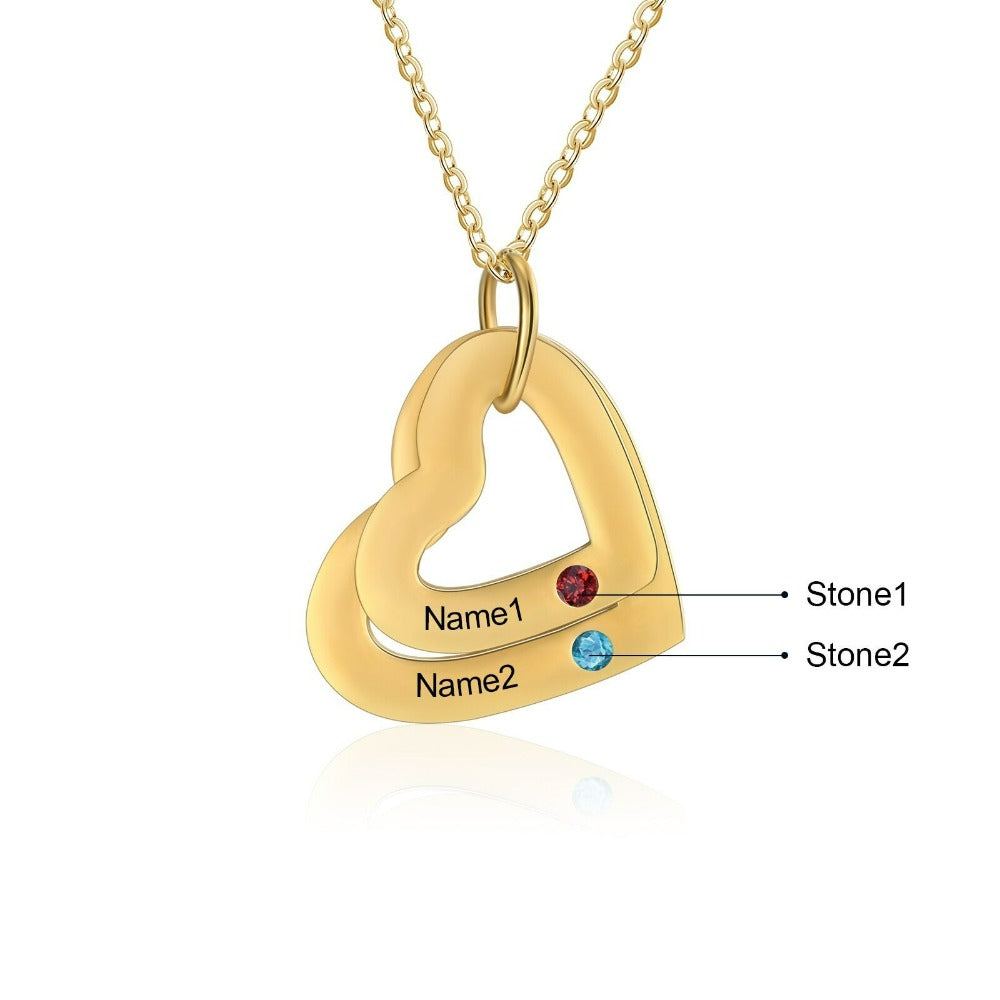 Personalized Engraved 2 Names And Birthstones Necklace-Florence Scovel