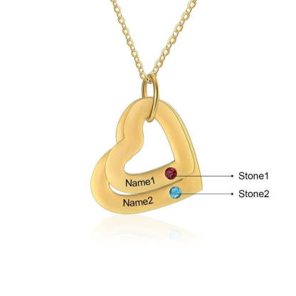Personalized Engraved 2 Names And Birthstones Necklace-Florence Scovel