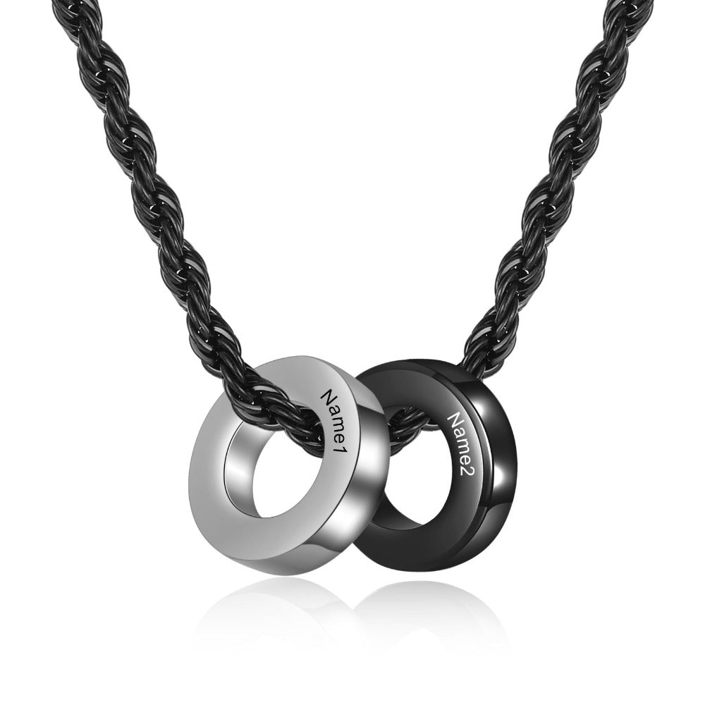 Personalized 2 Names Engraved Mixed Color Necklace For Men-Florence Scovel