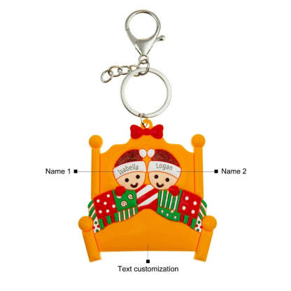 Personalized 2 Names Engraving Christmas Keychain-Florence Scovel