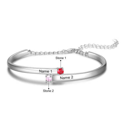 Name Engraved 2 Birthstones Bracelet-Florence Scovel