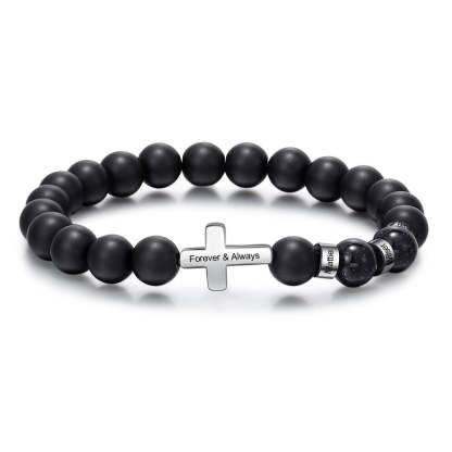 Personalized 3 Name Beaded Cross Bracelets For Men-Florence Scovel