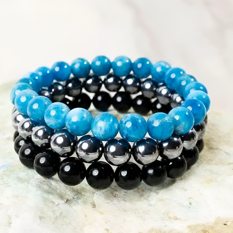 Set Of 3 Crystal Energy Bracelet Stack 
