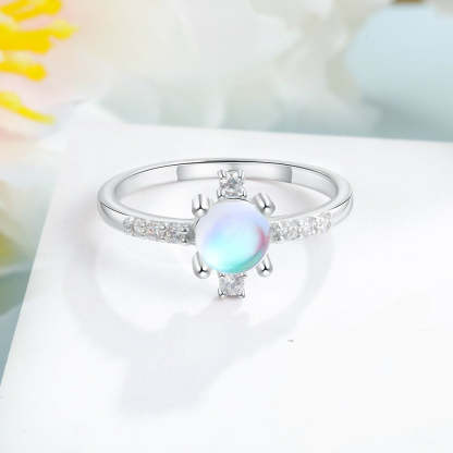 Sterling Silver Rainbow Moonstone Ring For Women-Florence Scovel