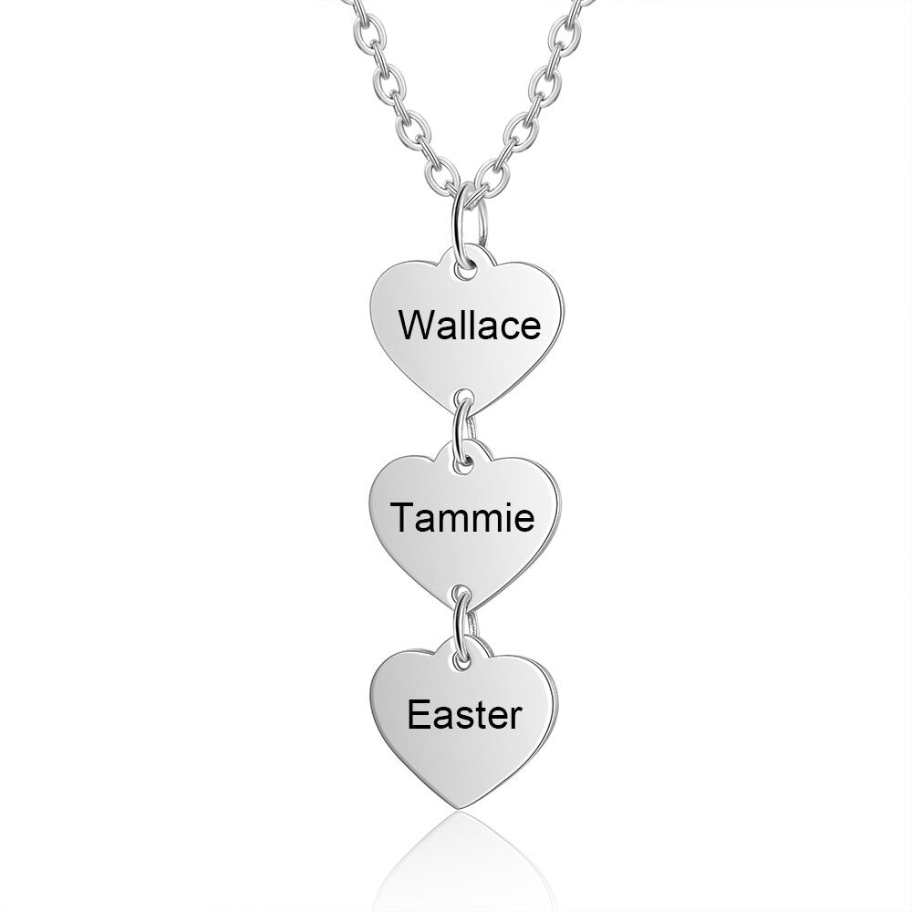 Personalized 3 Engraving Vertical Heart Necklace-Florence Scovel