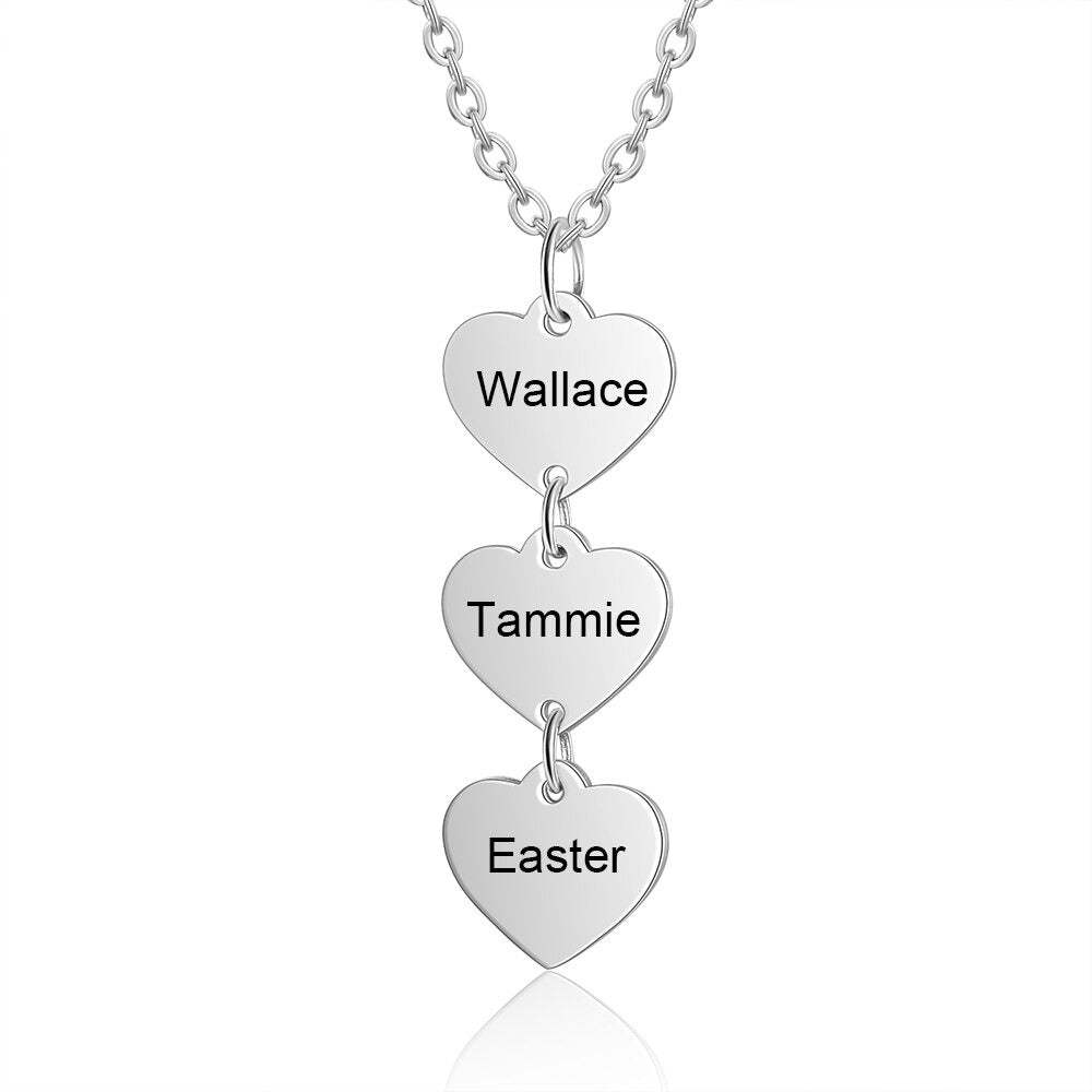 Personalized 3 Engraving Vertical Heart Necklace-Florence Scovel