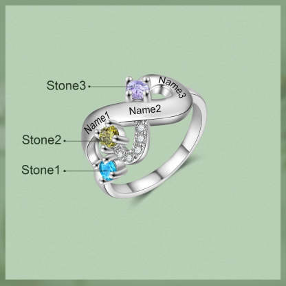 Personalized 3 Names And 3 Stones Infinity Rings For Women-Florence Scovel