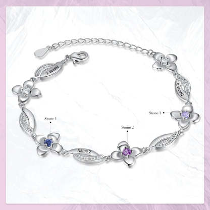 Customized Flower Bracelet With 3 Birthstones For Women-Florence Scovel