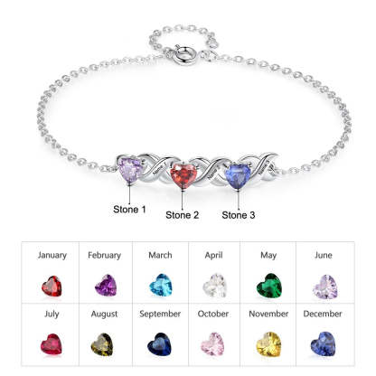 Personalized Inlaid 3 Cordate Birthstone Bracelets For Women-Florence Scovel