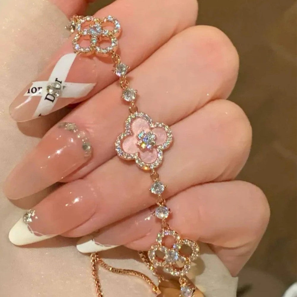 Rose Gold Floral Bracelet With Crystals Ideal For Mothers Day-Florence Scovel
