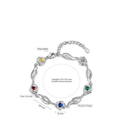 Personalized 4 Names Rose Flower Bracelets-Florence Scovel