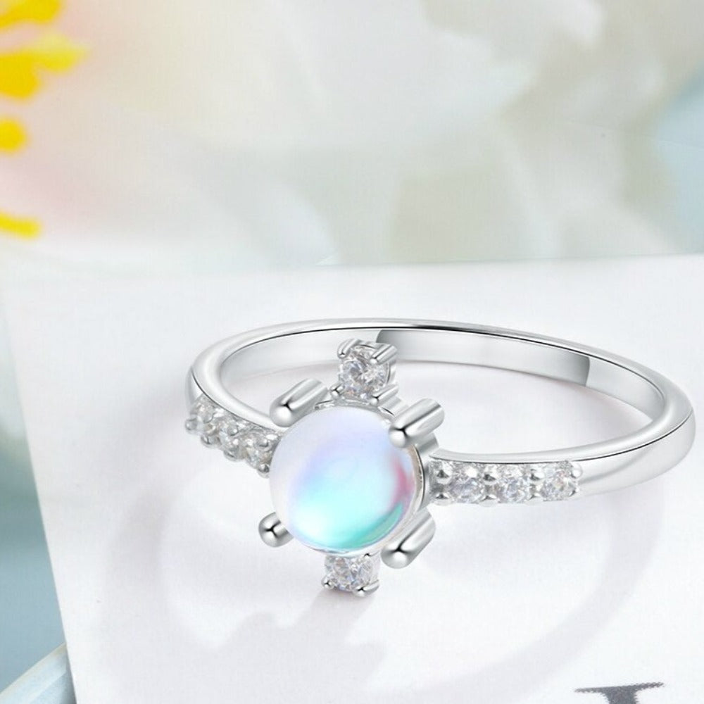 Sterling Silver Rainbow Moonstone Ring For Women-Florence Scovel