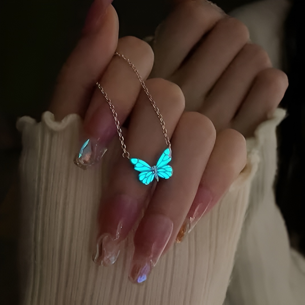 Glow Butterfly Necklace And Bracelet Set