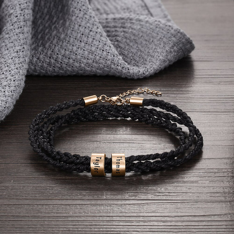 Personalized 2 Names Braided Rope Bracelet For Men-Florence Scovel