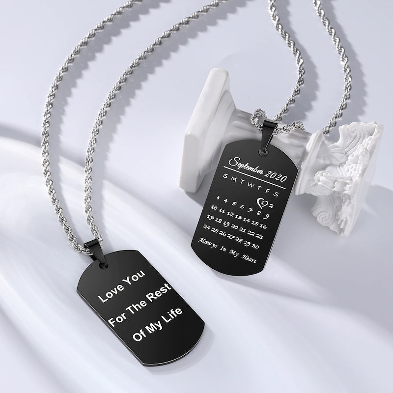 Personalized Engraved Calendar 1 Date Men's Pendant-Florence Scovel