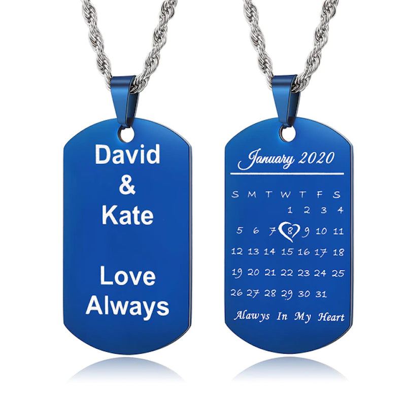 Personalized Engraved Calendar 1 Date Men's Pendant-Florence Scovel