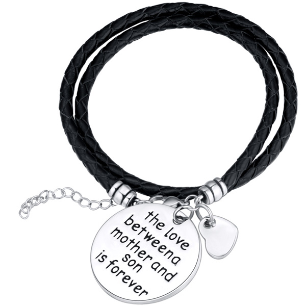 The Love Between A Mother And Son Is Forever - Hand Stamped Bracelet-Florence Scovel