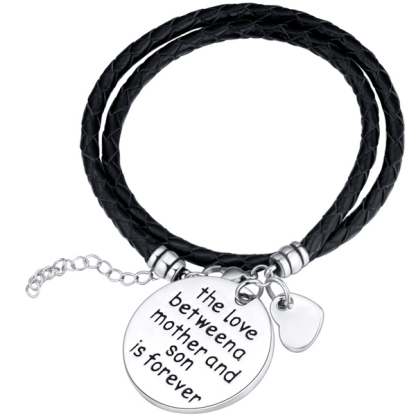 The Love Between A Mother And Son Is Forever - Hand Stamped Bracelet-Florence Scovel