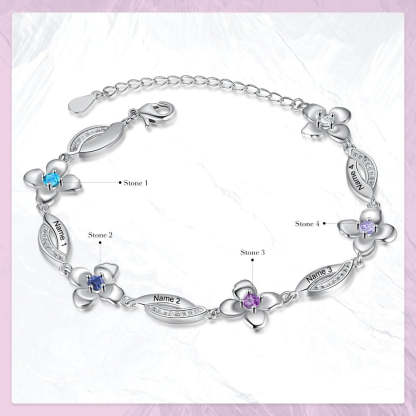 Customized Flower Bracelet With 4 Birthstones For Women-Florence Scovel