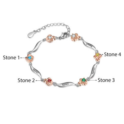 Customized 4 Birthstone Rose Flower Bracelet For Women-Florence Scovel
