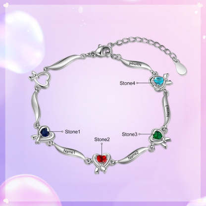 Multi-Cordate Knot Bracelet With 4 Birthstone-Florence Scovel