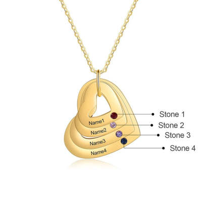 Personalized Engraved 4 Names And Birthstones Necklace-Florence Scovel