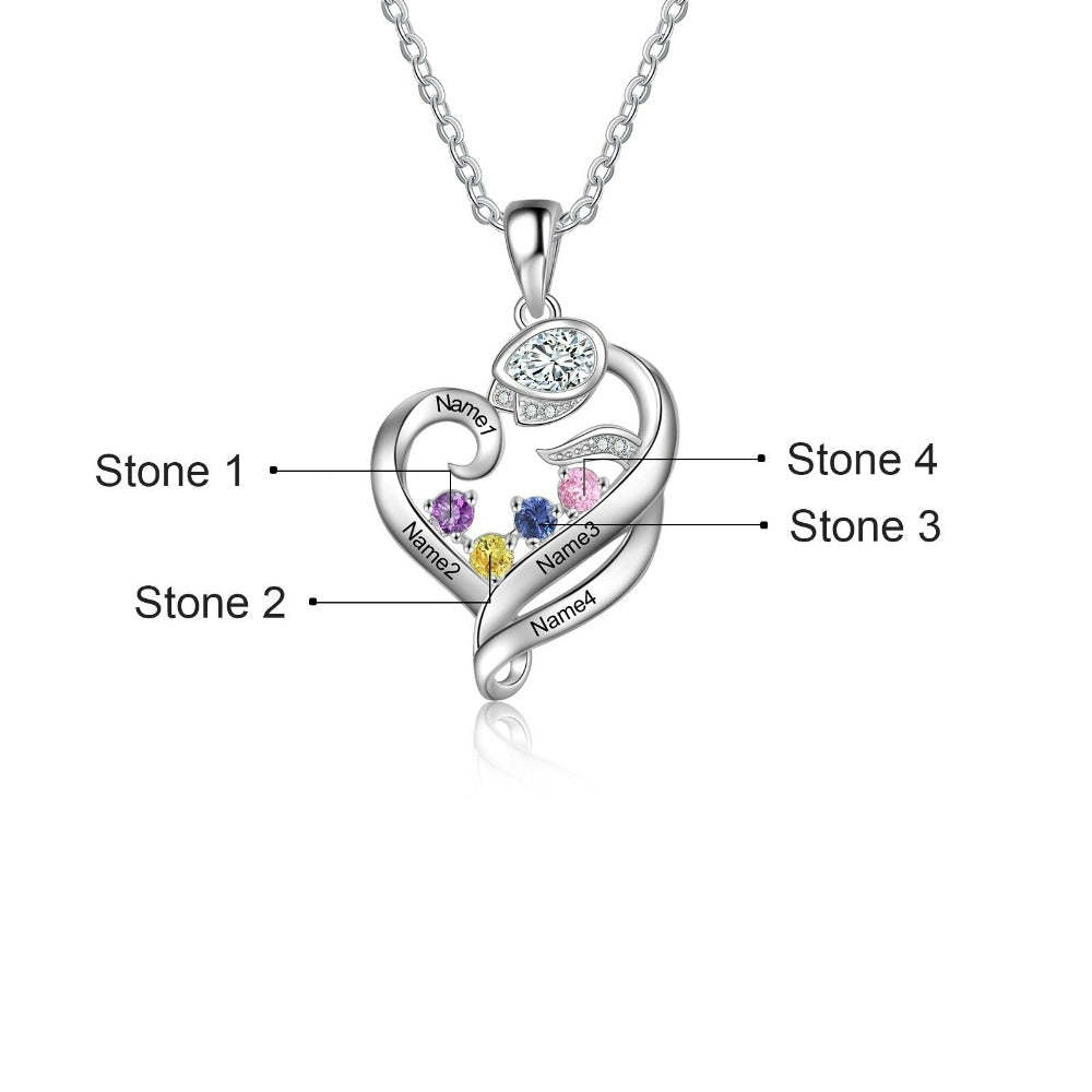 Personalized Engraved Family 4 Name Necklace-Florence Scovel