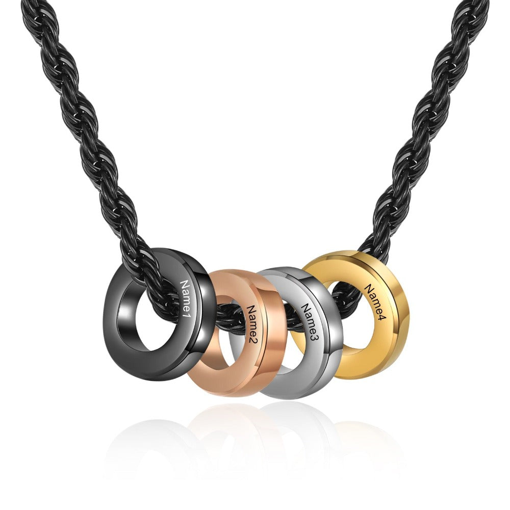 Personalized 4 Names Engraved Mixed Color Necklace For Men-Florence Scovel