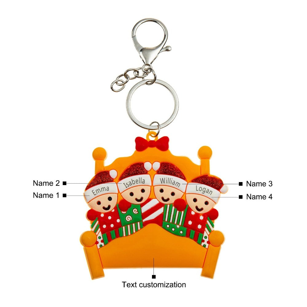 Personalized 4 Names Engraving Christmas Keychain-Florence Scovel