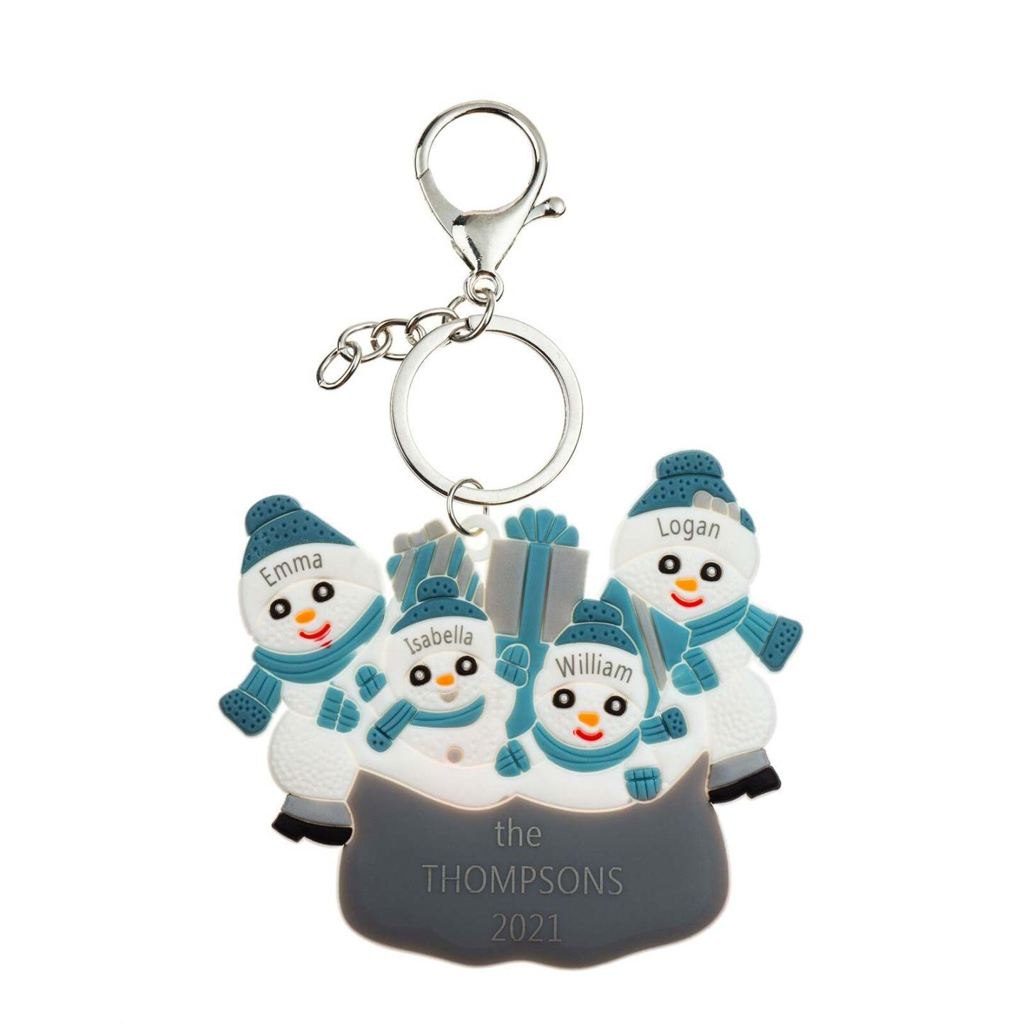 Customized Snowman 4 Names Engraving Keychain-Florence Scovel
