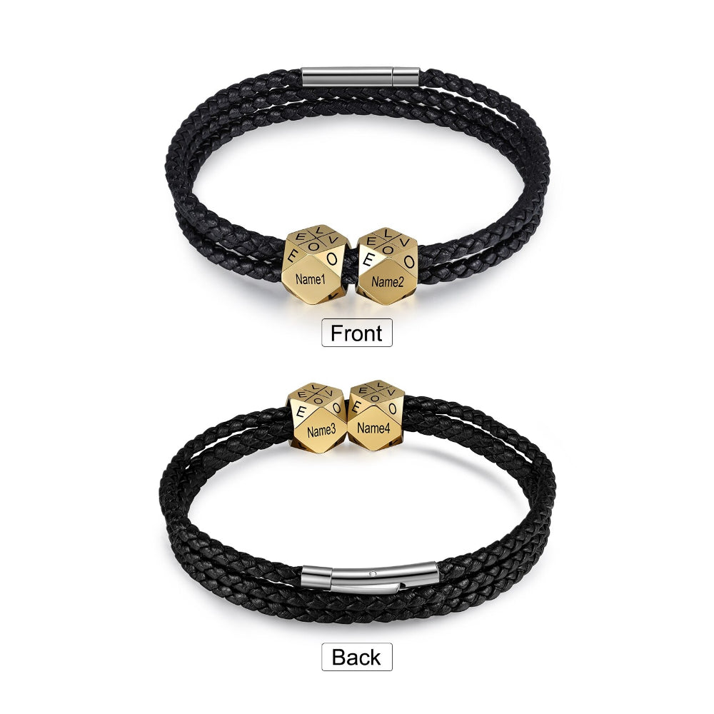 Personalized 4 Engraved Name Bracelet With Gold Color Beads-Florence Scovel
