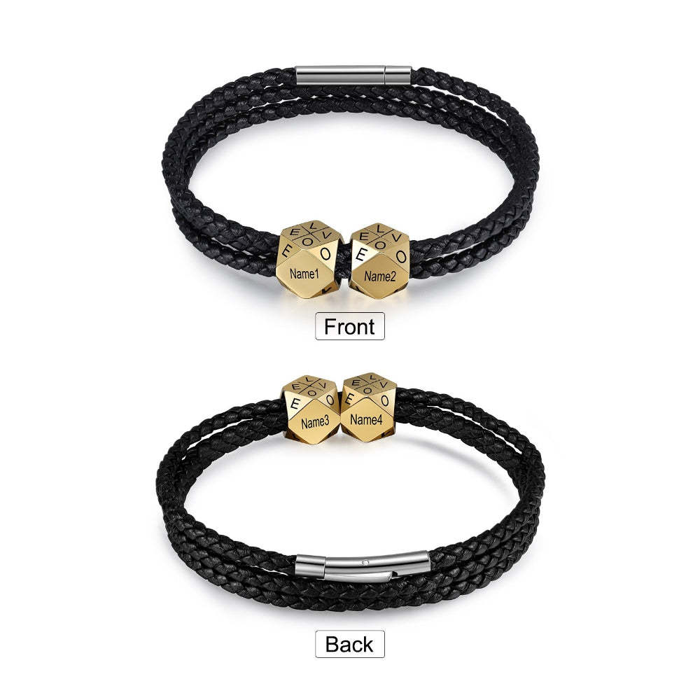 Personalized 4 Engraved Name Bracelet With Gold Color Beads-Florence Scovel