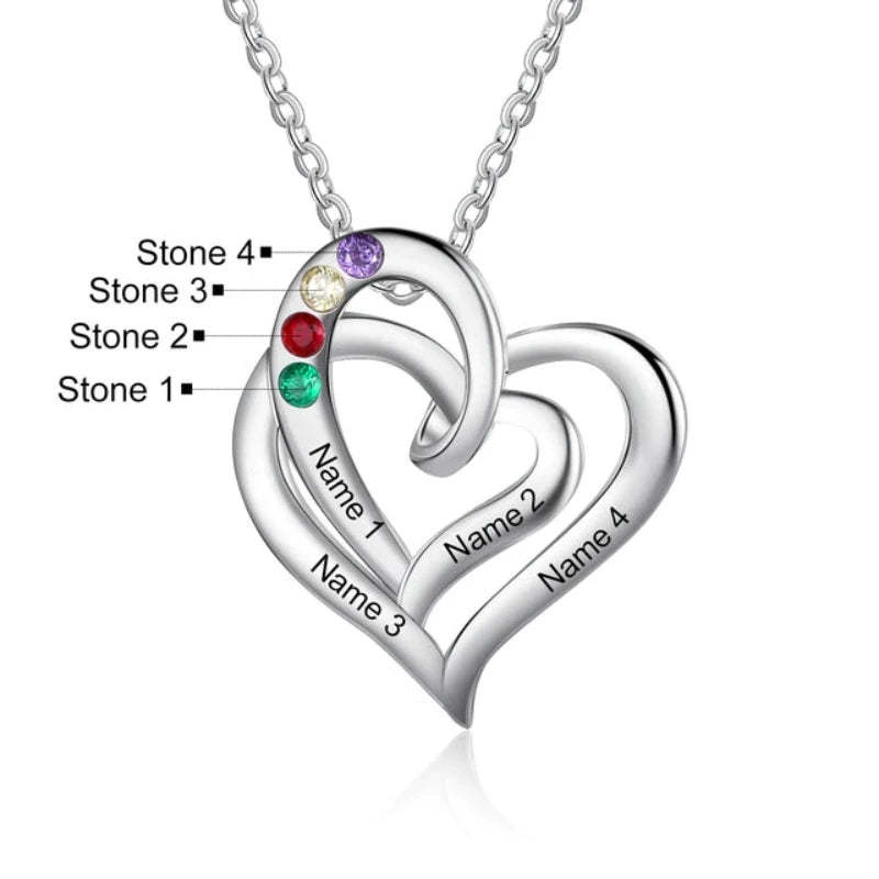 Personalized Inlaid 4 Birthstones 4 Names Necklaces-Florence Scovel