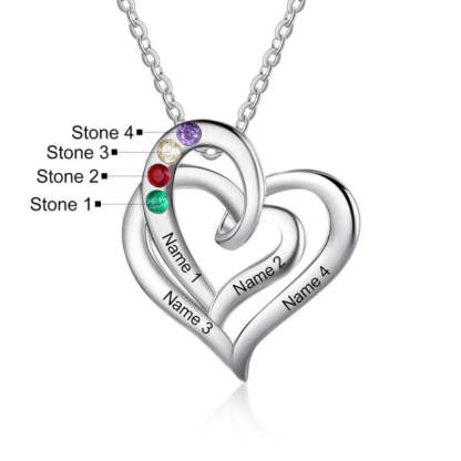 Personalized Inlaid 4 Birthstones 4 Names Necklaces-Florence Scovel