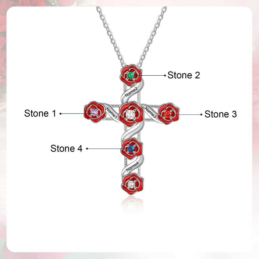 4 Stones Customized Romantic Rose Circle Necklaces-Florence Scovel