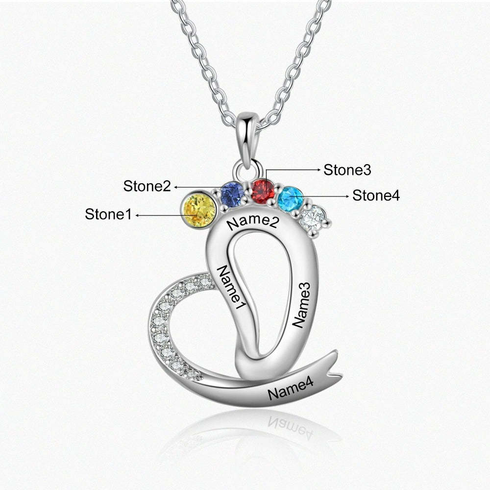 Personalized 4 Name Engraved Heart-Shaped Pendant-Florence Scovel