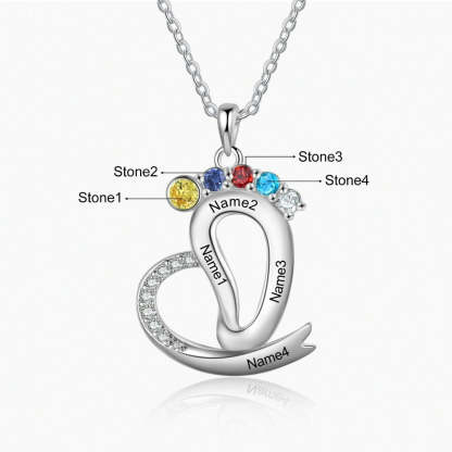 Personalized 4 Name Engraved Heart-Shaped Pendant-Florence Scovel