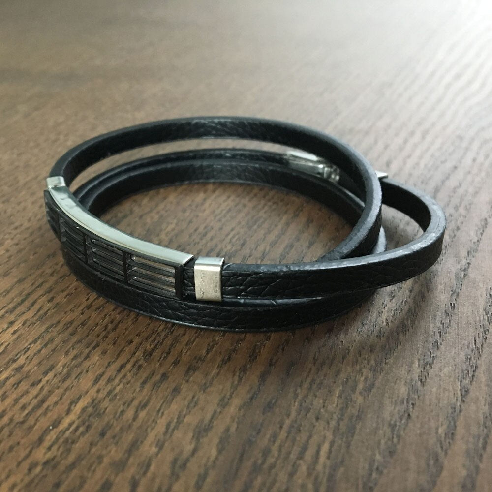 Double Layer Men's Leather Bracelets-Florence Scovel