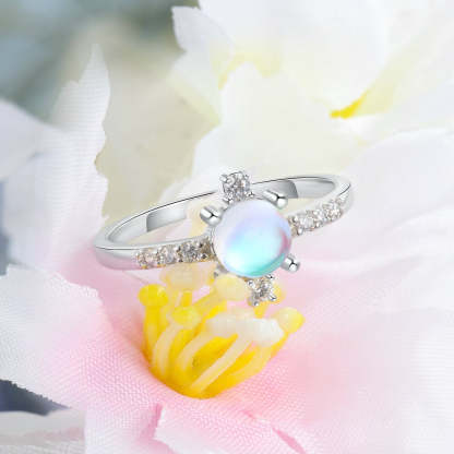 Sterling Silver Rainbow Moonstone Ring For Women-Florence Scovel