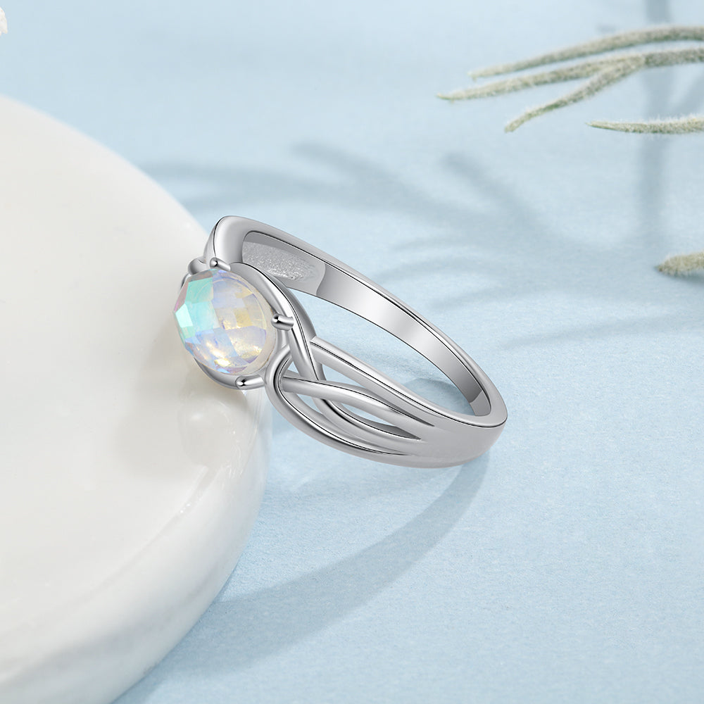 Sterling Silver Oval Rainbow Moonstone Rings-Florence Scovel