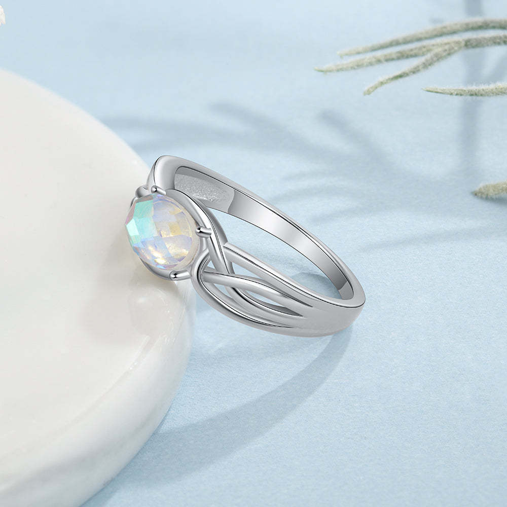 Sterling Silver Oval Rainbow Moonstone Rings-Florence Scovel