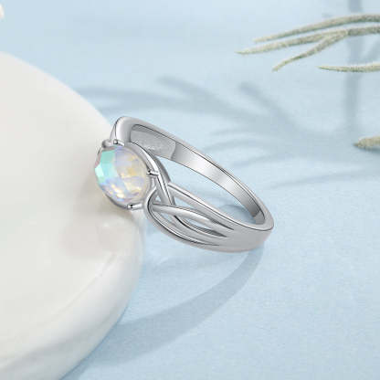 Sterling Silver Oval Rainbow Moonstone Rings-Florence Scovel
