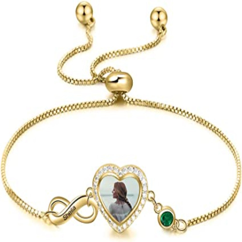 Personalized Cordate Photo Infinity Bracelet-Florence Scovel