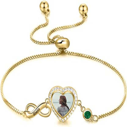 Personalized Cordate Photo Infinity Bracelet-Florence Scovel