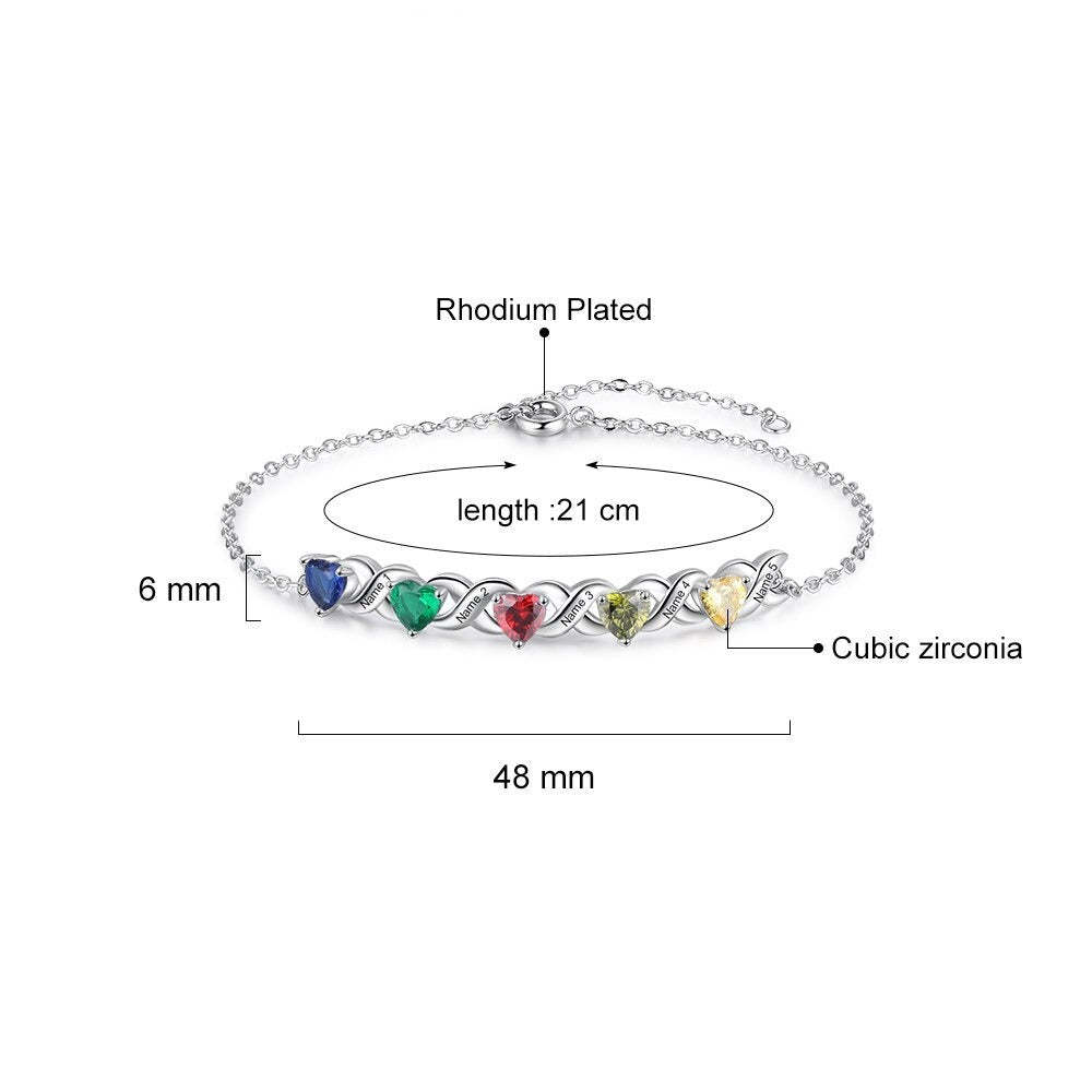 Personalized Inlaid 6 Cordate Birthstone Bracelets For Women-Florence Scovel