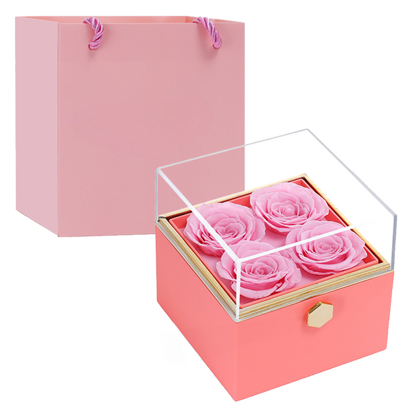 Gift box with rotating eternal rose