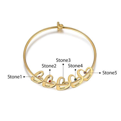 Stainless Steel Cordate-Charm Bracelet With 5 Birthstone-Florence Scovel