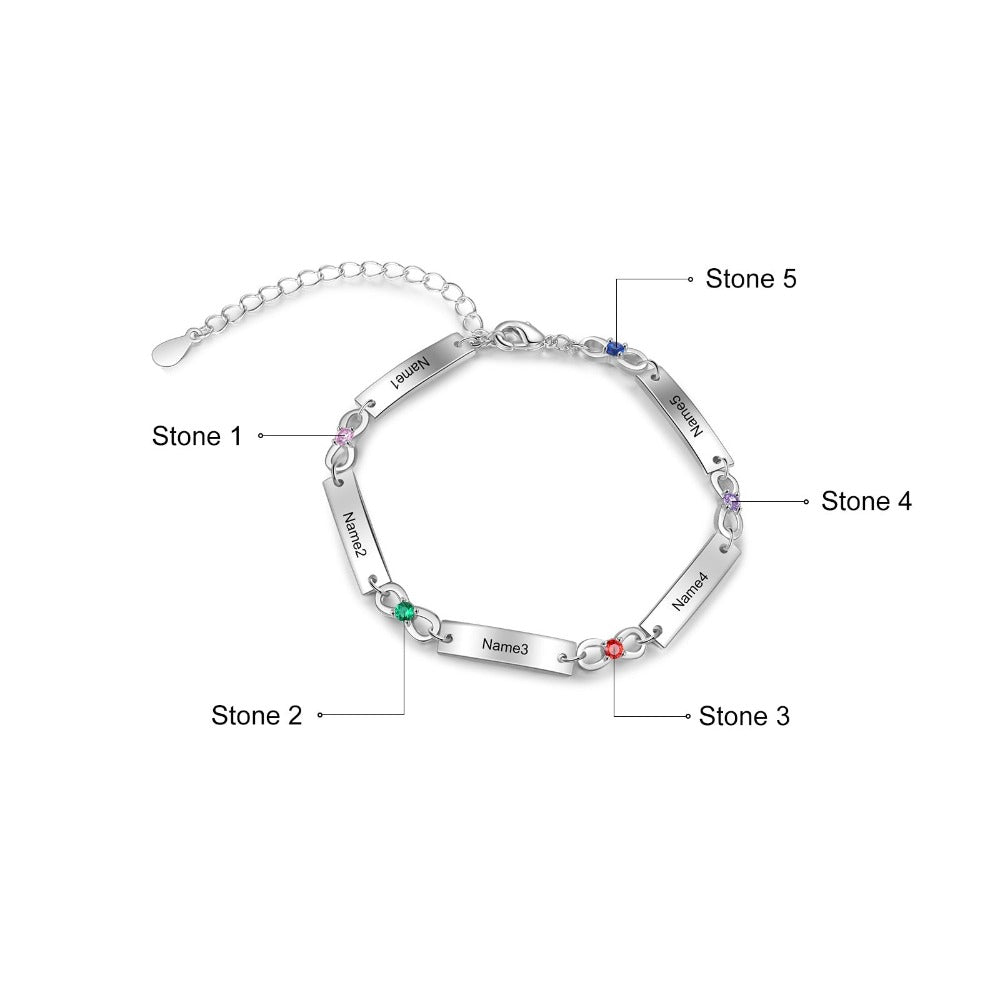 Adjustable Chain 5 Birthstone Infinity Bracelets-Florence Scovel