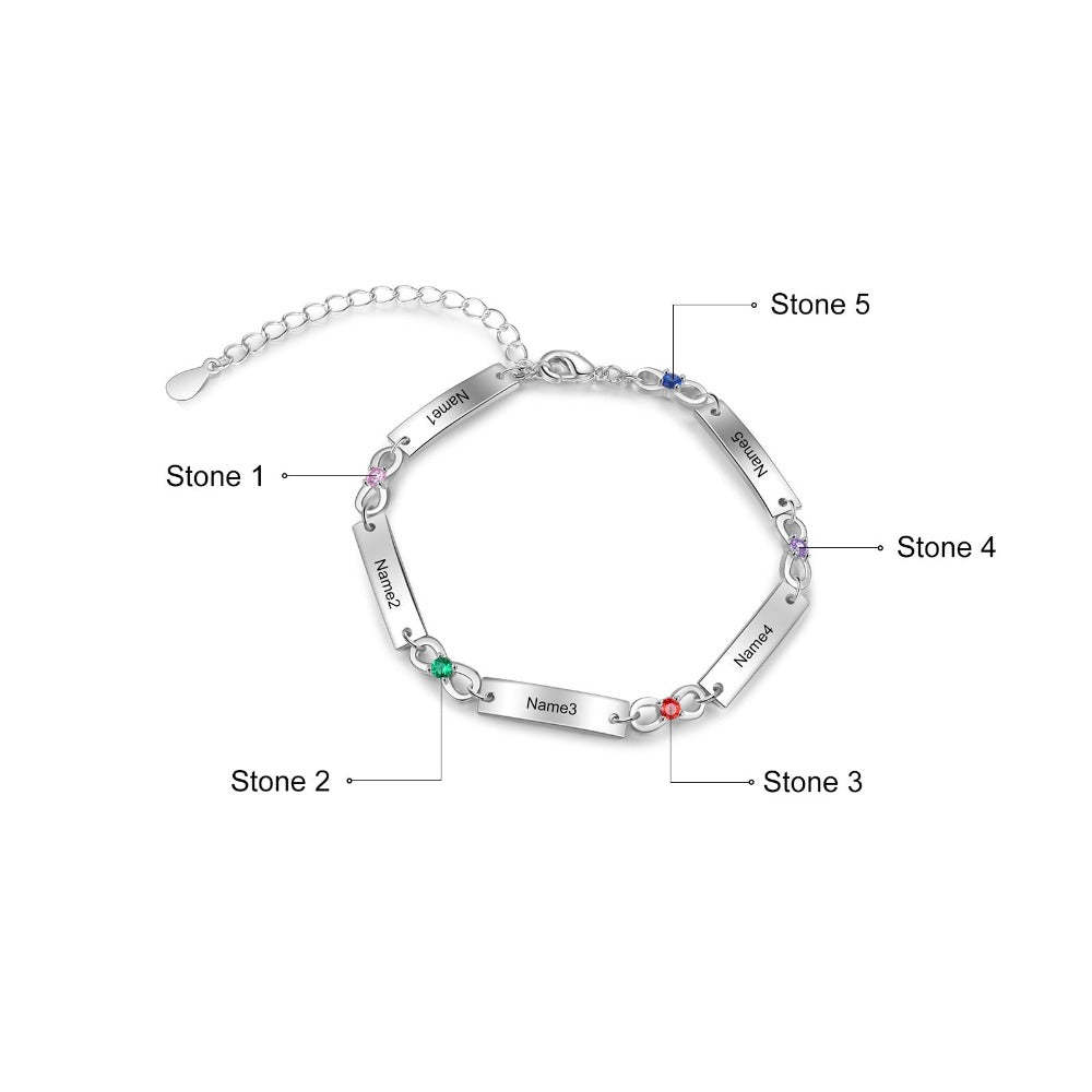 Adjustable Chain 5 Birthstone Infinity Bracelets-Florence Scovel
