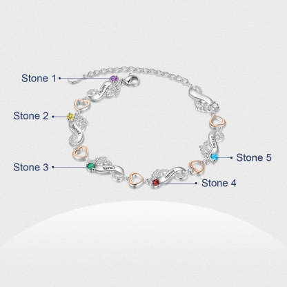 Personalized 5 Name And 5 Birthstone Baby Foot Bracelet-Florence Scovel